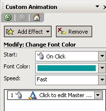 the Custom Animation task pane