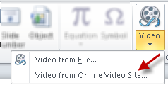 Inserting video from a sharing site in PowerPoint 2010