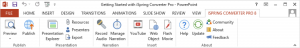 The added tab on the PowerPoint ribbon